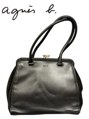 ★ 【訳あり】 agnès b. アニエスベー　がま口　牛革　ハンドバッグ