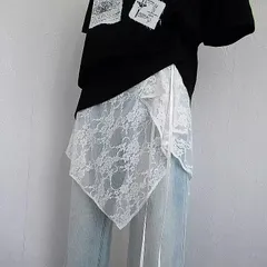 レース ラップスカート アシンメトリー レイヤード 重ね着 インナー 大人カジュアル 透け感 つけ裾