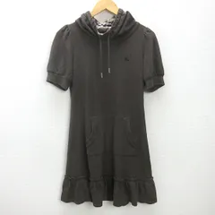 g■バーバリー/Burberry LONDON BLUELABEL 半袖ワンピース/ロゴ刺繍【38】茶/LADIES/13【中古】