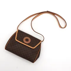 セリーヌ サークルロゴ マカダム PVC / レザー ショルダーバッグ ブラウン