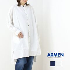 美品 ARMENアーメン40Sコットンポプリンユーティリティシャツカーキ