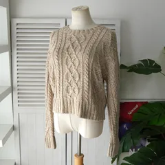 ポロ ラルフローレン ショート丈 ケーブル編み ニット ベージュ レディース