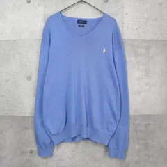 ポロ ラルフローレン スモールポニーロゴ Vネック ニット ブルー