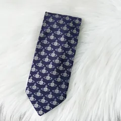 ヴィヴィアン ウエストウッド オーブロゴ 総柄 シルク ネクタイ ネイビー