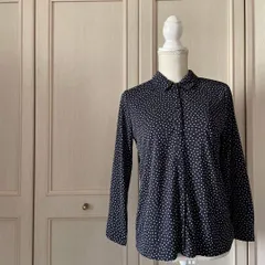 @ ニューヨーカー NEWYORKER 総柄 ブラウス シャツ トップス　レディース　blouse　shirt　Tops　ladies ブルー 青 藍色 ネイビー 紺色　BLUE　NAVY　長袖