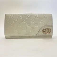 3330 GUCCI グッチ 長財布 シマレザー インターロッキング ホワイトベージュ GG Wホック