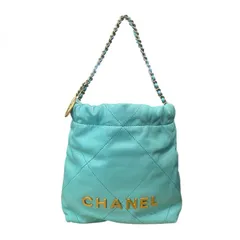 CHANEL シャネル シャネル22 ラムスキン マトラッセ チェーンショルダーバッグ ミニバッグ グリーン ★美品★★プレート有★