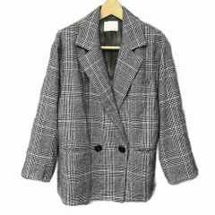 ラグナムーン LagunaMoon ウール混 ダブルブレスト グレンチェック オーバーサイズ ジャケット F グレー 031240060100 レディース