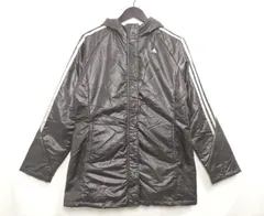 【223219】adidas アディダス  中綿入りジャケット　アウター　フーディー　ポリエステル生地　スリーストライプス　CLIMA365　L メンズ  ・ ブラウン