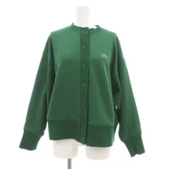 ラコステ LACOSTE 近年 スウェットカーディガン ロゴ刺繍 バンドカラー 34 緑 グリーン /JS ■GY19