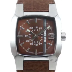 【DIESEL】ディーゼル DZ-1090 ステンレススチール×レザー シルバー クオーツ アナログ表示 メンズ ブラウン文字盤 腕時計