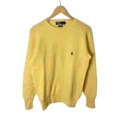 ポロ バイ ラルフローレン Polo by Ralph Lauren ウールニット セーター クルーネック ポニー刺繍 長袖 M イエロー ■GY14