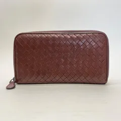 3327 BOTTEGA VENETA ボッテガヴェネタ 長財布 イントレチャート ブラウン インナー ピンク ラウンドファスナー レザー