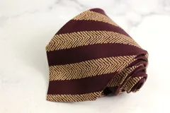 シャネル ブランドネクタイ ココマーク ストライプ柄 ヘリンボーン柄 シルク フランス製 PO メンズ ブラウン CHANEL 【中古】