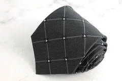 東京ディズニーリゾート ブランドネクタイ ミッキー チェック柄 ドット シルク 日本製 PO メンズ ブラック Disney 【中古】