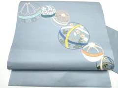 平和屋着物●九寸名古屋帯　総刺繍　花毬文　金糸　正絹　逸品　CABD0733hy