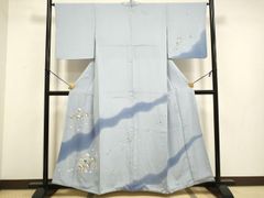 訪問着 絽 夏 夏着物 水色 身丈158cm 裄丈63cm 仕立て上がり 正絹 