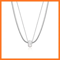 【新品】 [ARSIS] ネックレス レディース ペンダント 金属アレルギー対応 18Kプラチナコーティング サージカルステンレス ダブルチェン 5A級シェール おしゃれ プレゼント デイリー ジュエリー 普段使い 調節可能 クリスマスギフト BOX付き  1