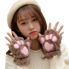 新品 [ITODA] コスプレ手袋 レディース くま 猫手袋 秋冬 かわいい 半指グローブ ふわふわ 肉球 動物 てぶくろ 暖かい 首ひも付き 防寒グローブ オオカミ コスプレ コスチューム ハロウィン仮装 文化祭 撮影 お祭り クリスマス イベント 変身グッ