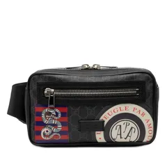 グッチ クーリエ ソフト GGスプリーム ボディバッグ ベルトバッグ ウエストバッグ 474293 ブラック マルチカラー PVC レザー メンズ GUCCI【228-54498】