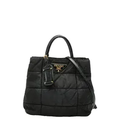プラダ 三角ロゴプレート ハンドバッグ ショルダーバッグ 2WAY BN1596 ブラック ナイロン レザー レディース PRADA【1-0255324】
