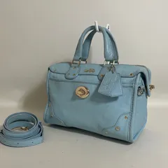 2510-416｜コーチ 2WAYハンドバッグ レザー ライトブルー
