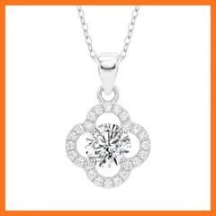 【新品】 [Ningnvshi] ネックレス レディース 「言の葉」 シルバー925 金属アレルギー対応 5Aジルコニア 四つ葉 クローバー モチーフ 幸運 ペンダント 華奢 アクセサリー 鎖骨チェーン 45+5cm 調整可能 誕生日 プレゼント 女性 人 1