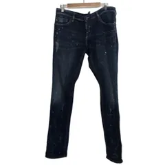 DSQUARED2(ディースクエアード) ジーンズ サイズ50 M メンズ - ネイビー×白 フルレングス/ダメージ加工/ペイント加工