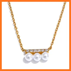 【新品】 [ｉｒｏｈａ　ｍｏｄｅ] ネックレス 金属アレルギー対応 スターリングシルバー S925 ジルコニア CZ ダイヤ 3連パール 丸 淡水真珠 バーネックレス ボックスチェーン キラキラ シンプル 華奢 シルバー プラチナ 加工 定番 冠婚葬祭 結 0