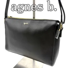 アニエスベー agnès b. レザー ショルダーバッグ ブラック 黒 肩掛け 斜め掛け クロスボディ ミニバッグ フラップ型 ゴールド金具 スクエア フロントポケット シンプル 上品 通勤 デイリー カジュアル フォーマル レディース 女性用