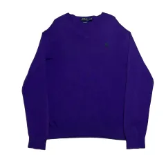 M POLO RALPH LAUREN(ポロラルフローレン) Vネック コットン パープル ニット