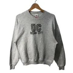 90's vintage 90年代 FRUIT OF THE LOOM フルーツオブザルーム OCEAN CITY スウェット トレーナー フロント刺繍 USA製 Lサイズ グレー