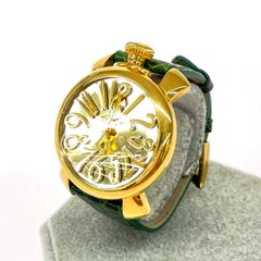 GAGA MILANO ガガミラノ マヌアーレ40 腕時計  500本限定/SS×レザー    ゴールドカラー/グリーン ユニセックス / 240001159286