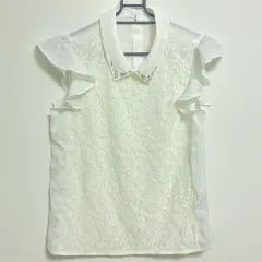 【224477】Apuweiser-riche アプワイザーリッシェ  ノースリーブ　ブラウス　カットソー　衿ビジュー　レース  ・ ホワイト