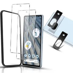 Google Pixel 7a ガラスフィルム 2枚＋ Google Pixel7a カメラフィルム 2枚 全面保護 硬度9H キズ防止 【ガイド枠付き/ケースに干渉しない】高透過率 飛散防止 自?吸着 気泡/指紋防止 ケース対応 グーグルピクセル7a ブラン