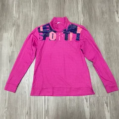 【227355】lecoq sportif ルコック スポルティフ  ゴルフウェア　長袖　トップス　ハイネック　ポリエステル　ストレッチ　ロゴプリント　M  ・ ピンク