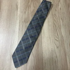 【226891】BURBERRY LONDON バーバリーロンドン  ネクタイ　シルク100％　ストライプ+チェック　イタリア製 グレー