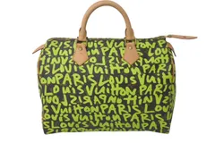 極美品 LOUIS VUITTON ルイヴィトン スピーディ30 ハンドバッグ モノグラムグラフィティ M93706 グリーン 中古 4c075846