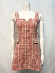 2202 Tika ティカ キャバクラ ドレス ツイード ラメ フレア パールボタン キャバドレス S