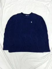 (M) ポロラルフローレン ケーブル ケーブル編み ニット ネイビー