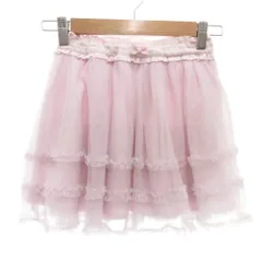 メゾピアノ mezzo piano フレアスカート 120 ミニ リボン チュール ピンク /AE ■GY14