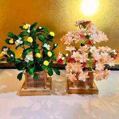 特選☆純木製、可憐な珊瑚色薄紅色の桜橘☆高さ24㎝☆可憐なオレンジピンクと白のグラデーション☆雛祭り☆雛人形☆伝統工芸品☆厄除け☆邪気払い☆おひなさま☆雛道具☆お雛様のパーツ