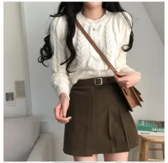 ケーブル編み クロップドニット