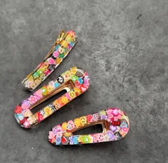 ハンドメイドヘアクリップ3点セット
