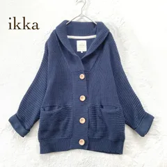 イッカ ニットカーディガン　ショールカラー 厚手 M コットン混　羽織　無地