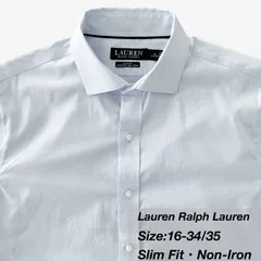 Lauren Ralph Lauren ワイドカラーシャツ 16-34/35 / Slim Fit ライトブルー ストレッチ ノンアイロン メンズL相当