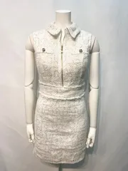 2207 DAZZY デイジー キャバクラ ドレス ツイード スパンコール キラキラ 襟付き ノースリーブ タイト ミニ キャバドレス S