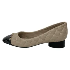 DIANA(ダイアナ) パンプス 21 1/2 レディース美品  - ピンクベージュ×黒 キルティング/チェーン レザー