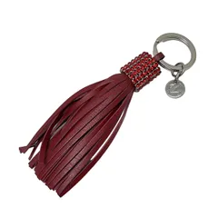 SWAROVSKI(スワロフスキー) キーホルダー(チャーム)美品  - レッド×シルバー タッセル レザー