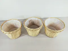 【中古 鉢カバー 外径19cm 4号皿付属 3個セット】ラタン プランターカバー 籐籠 ナチュラルガーデン A1276A08